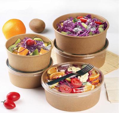 Salad Bowls Eco Friendly Takeaway Fast Food Container Packaging Box Disposable Container Salad Kraft